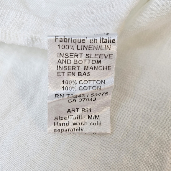 Terzo Millennio White Linen Ruffled Peplum Lightweight Blouse Made In Italy M - Picture 7 of 10